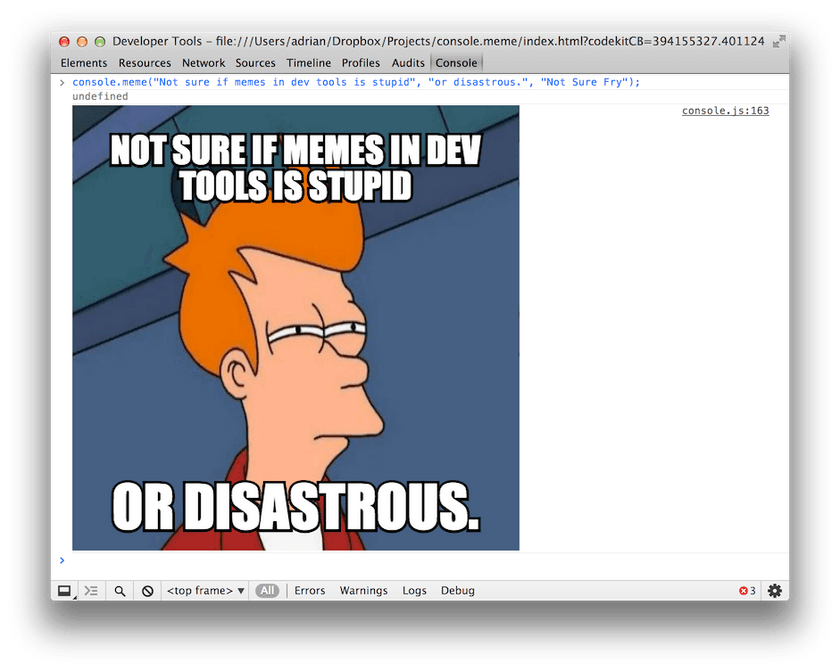 "Memes in the console"