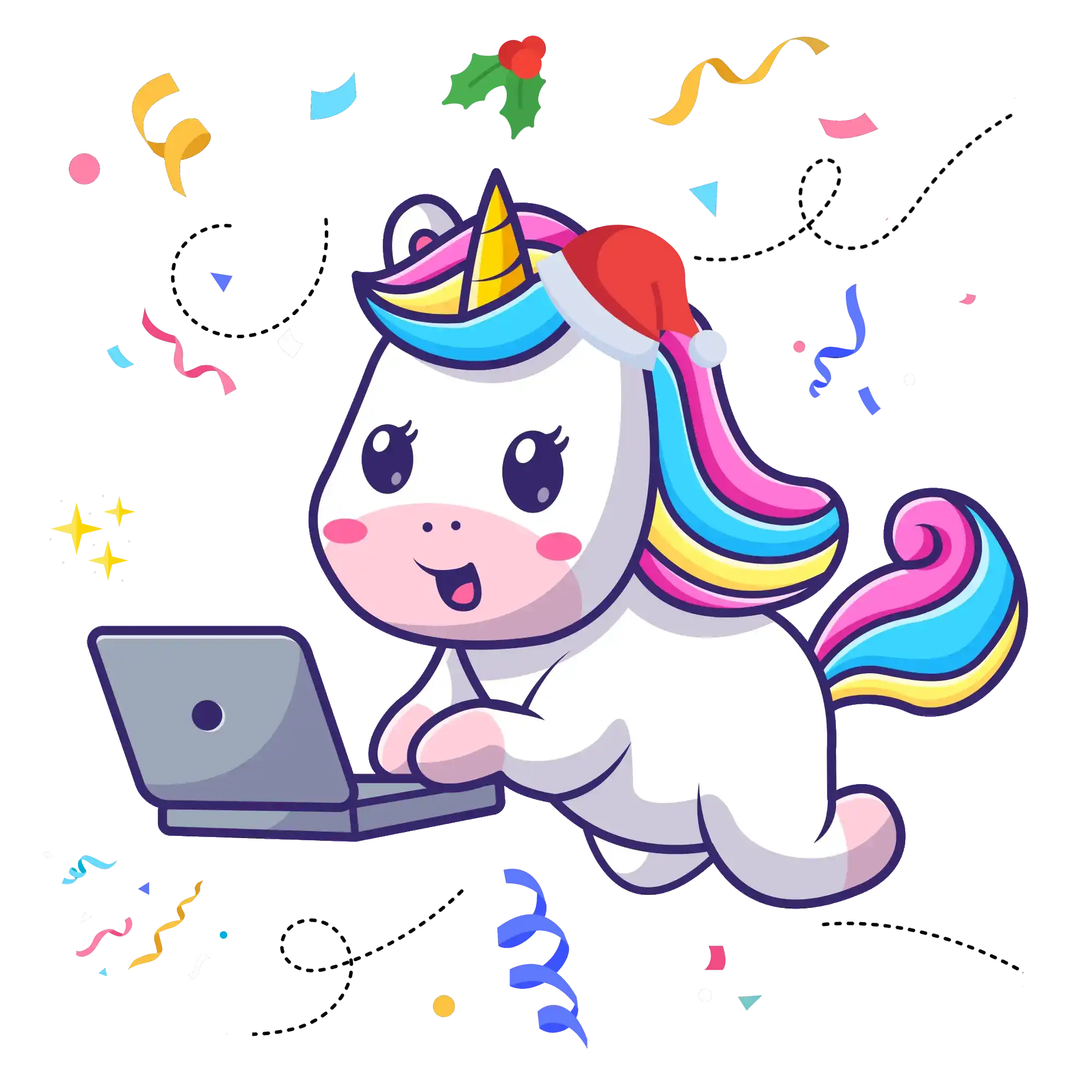 Unicorn using a laptop